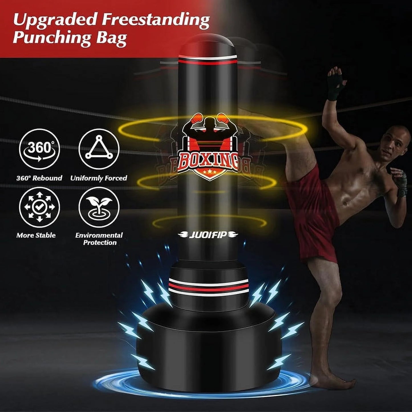Heavy Punching Bag for Adults Teens, Heavy Bags for Boxing Freestanding with Gloves, Pump and Jump Rope, Boxing Reflex Ball for Men Training Equipment MMA Fitness Home Gym