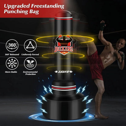 Heavy Punching Bag for Adults Teens, Heavy Bags for Boxing Freestanding with Gloves, Pump and Jump Rope, Boxing Reflex Ball for Men Training Equipment MMA Fitness Home Gym