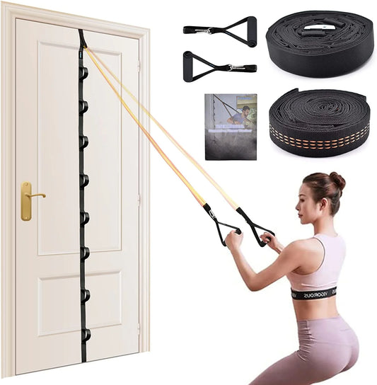 Door Anchor Strap for Resistance Bands Exercises, Multi Point Anchor Gym Attachment for Home Fitness, Portable Door Band Resistance Workout Equipment, Easy to Install, Punch-Free, Nail-Free