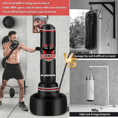 Heavy Punching Bag for Adults Teens, Heavy Bags for Boxing Freestanding with Gloves, Pump and Jump Rope, Boxing Reflex Ball for Men Training Equipment MMA Fitness Home Gym
