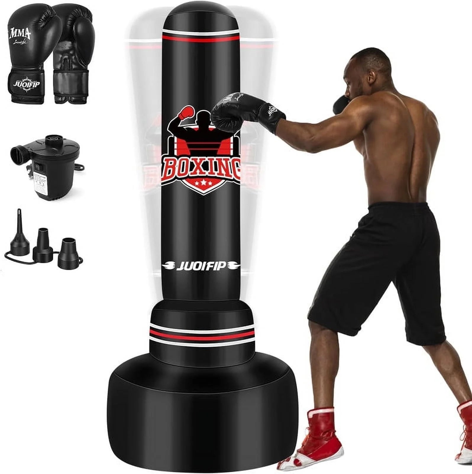 Heavy Punching Bag for Adults Teens, Heavy Bags for Boxing Freestanding with Gloves, Pump and Jump Rope, Boxing Reflex Ball for Men Training Equipment MMA Fitness Home Gym